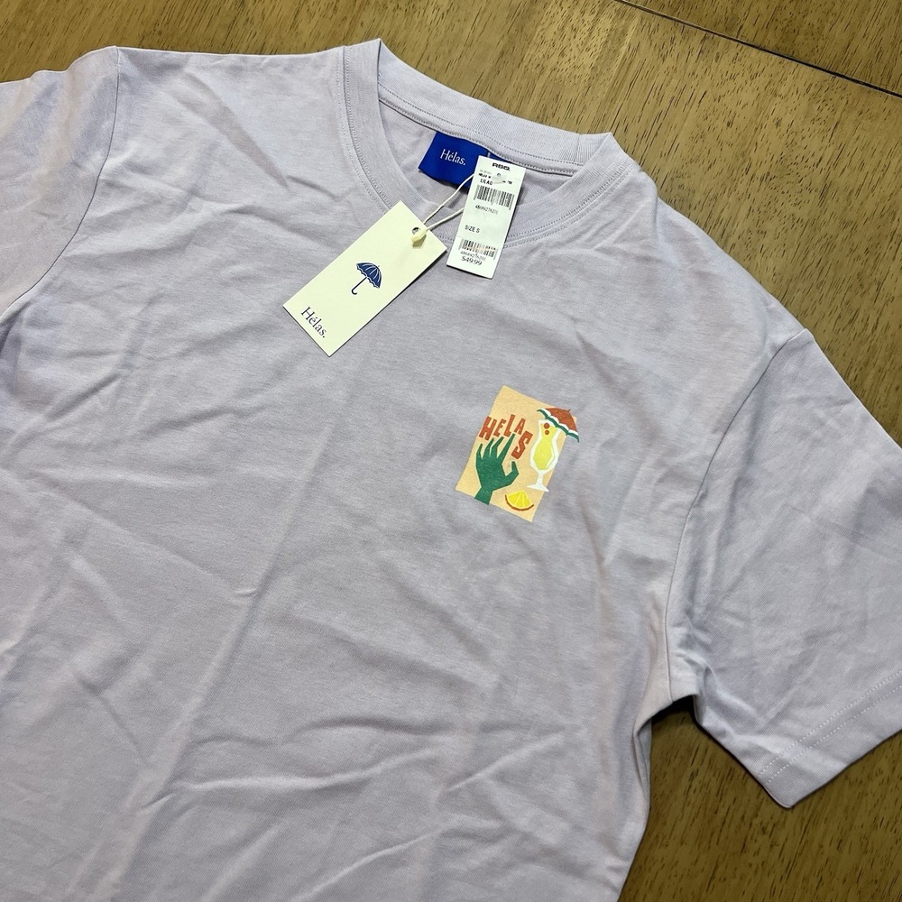 Helas Lilac Cocktail Shirt Mens Small Umbrella Logo Skate Tee Streetwear Graphic